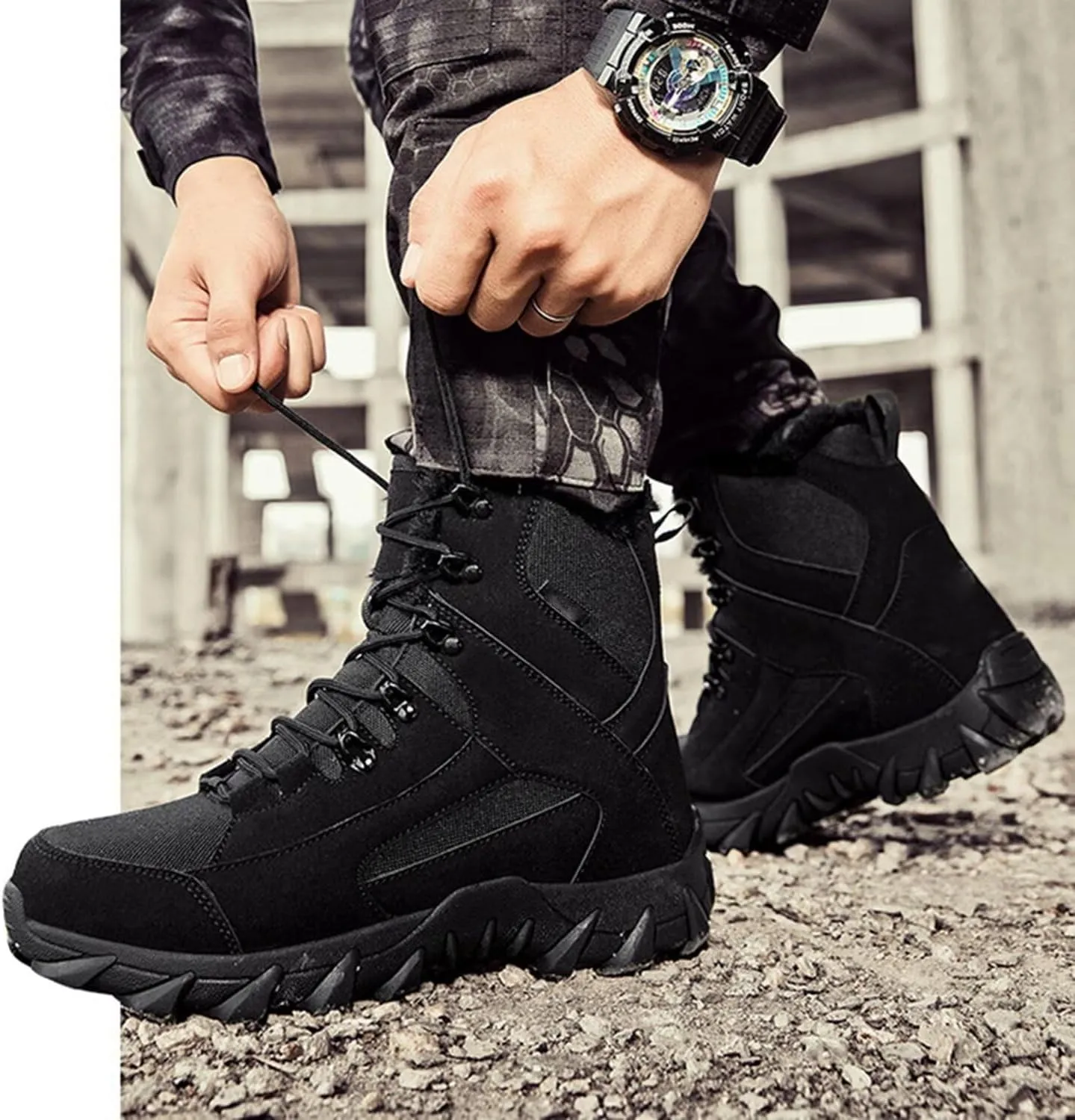 Men's Tactical Boots Lightweight Work Boots for Durable Suede Leather Military Breathable Jungle Desert Combat Boots