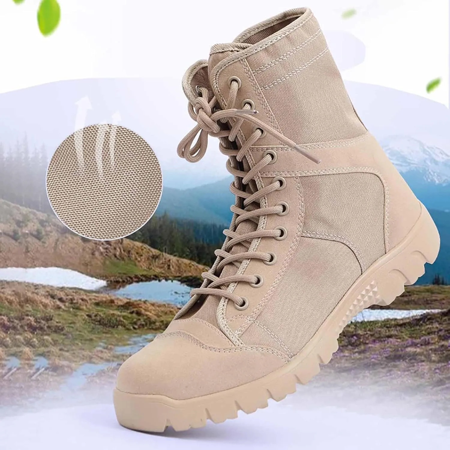 Mens Tactical Boots, Men's Waterproof Hiking Boots Lightweight Combat Boots Durable Suede Leather Military Work Boots Outdoor Work Boots Jungle Boots