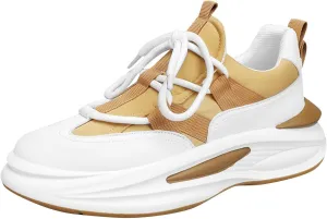 Men's Thick Sole Height Increasing Shoes Elevator Fashion Lace up All Day Comfort Slip on Walking Shoes Black White Casual Footwear for Men Daily Wear