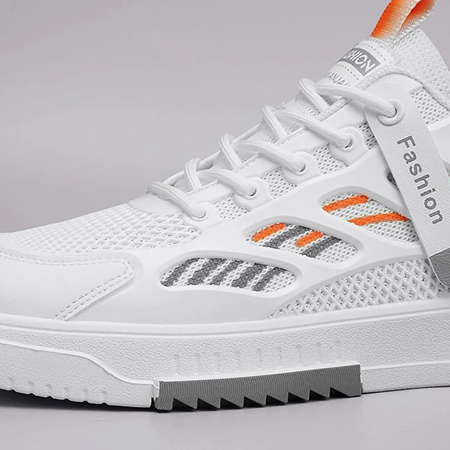 Men's Walking Shoes with Adjustable Strap Non Slip Comfortable Thick Shoes for Men Breathable Mesh Summer Spring Sports Sneaker for Outdoor Workout Gym Running White Footwear Male