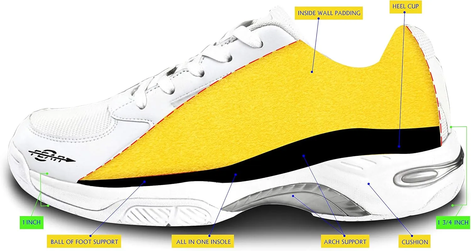 Mens Walking Shoes with High Arch Support, Orthopedic Sneakers with 4 Suppotive Insoles, Cushioned Athletic Running Shoes for Men, Comfortable Work Shoes - (Black, White)