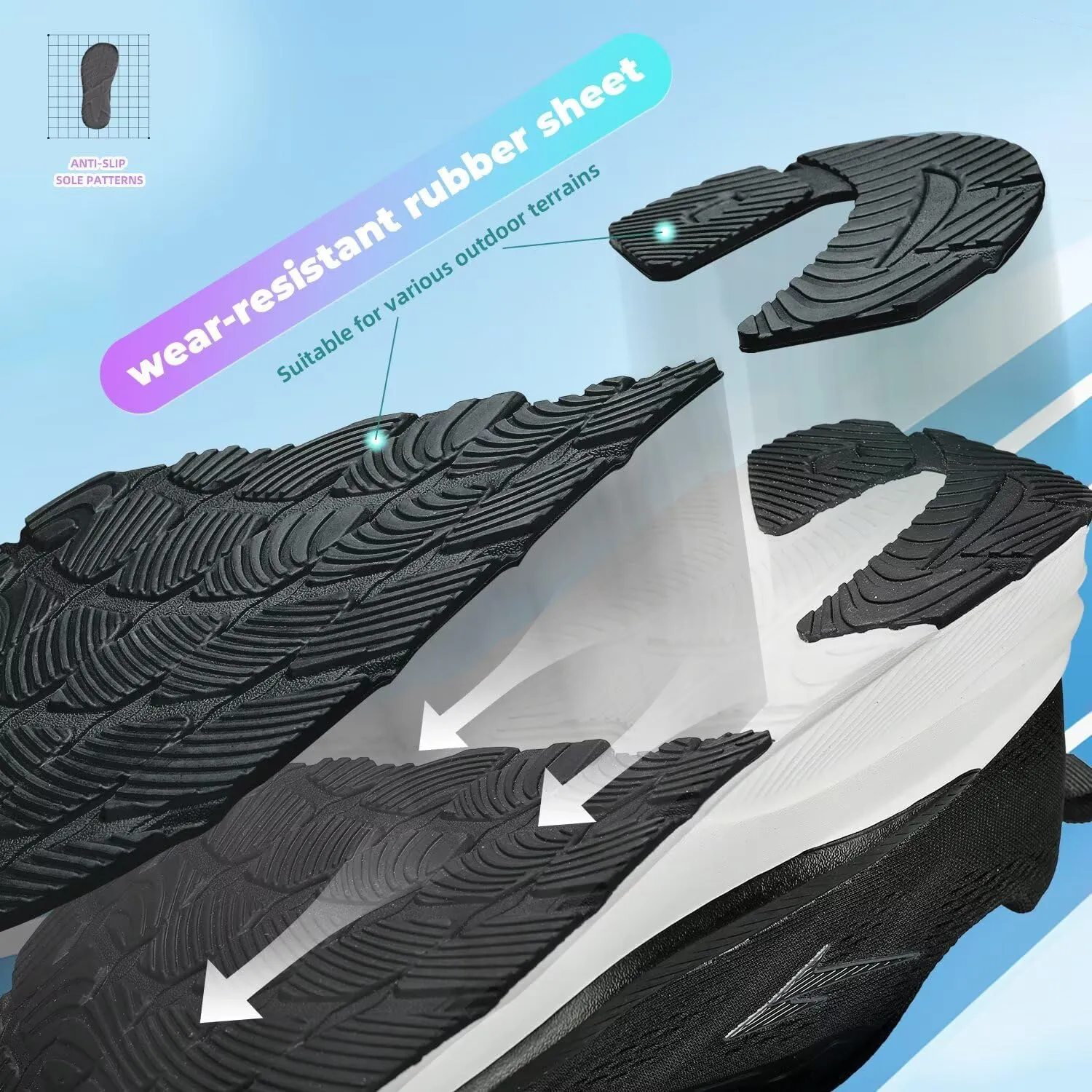 Men's Wide Toe Box Shoes Cushioned Road Running Shoes Non Slip Mens Walking Sneakers for Wide Feet Comfortable Soft Sole Athletic Wide Width Shoes