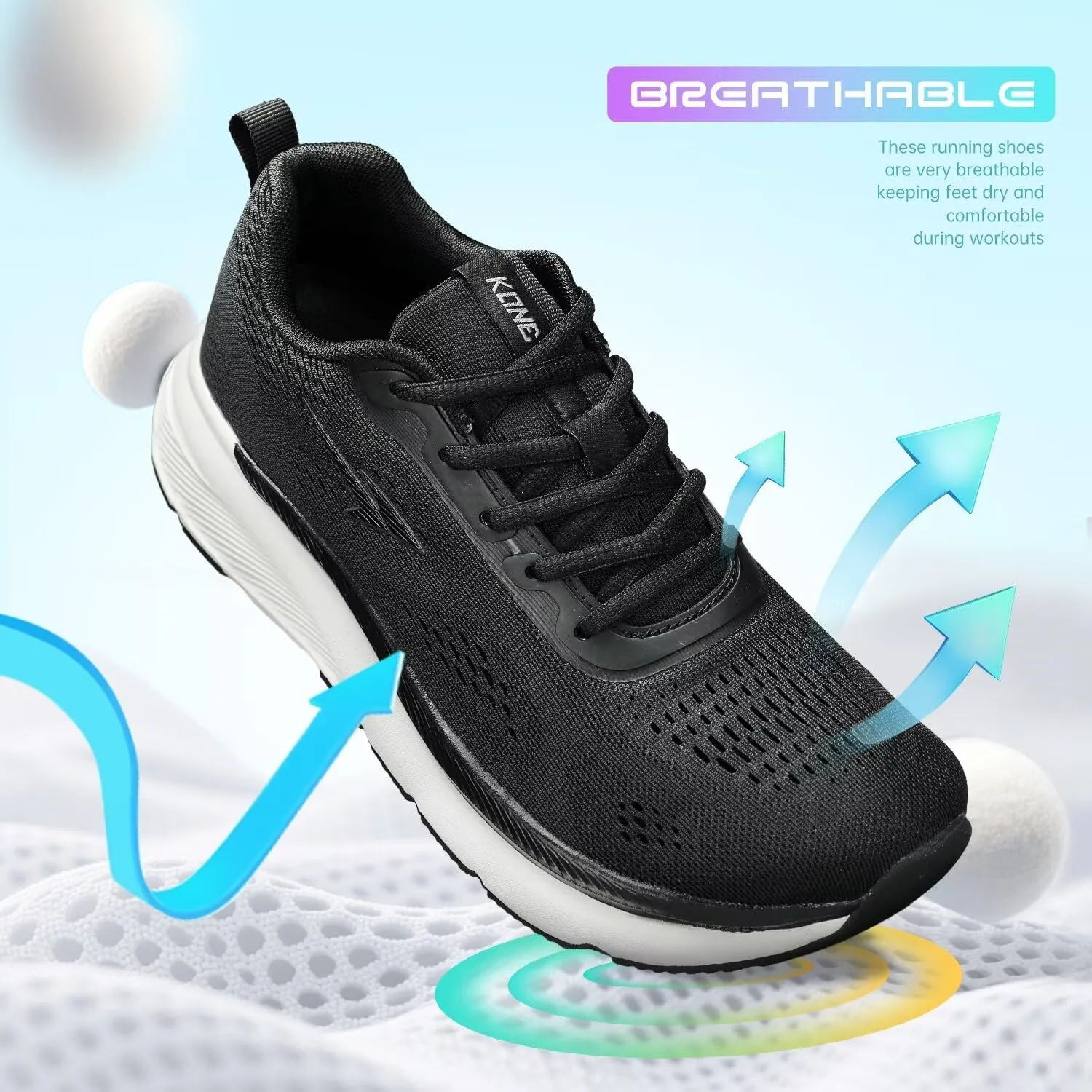 Men's Wide Toe Box Shoes Cushioned Road Running Shoes Non Slip Mens Walking Sneakers for Wide Feet Comfortable Soft Sole Athletic Wide Width Shoes