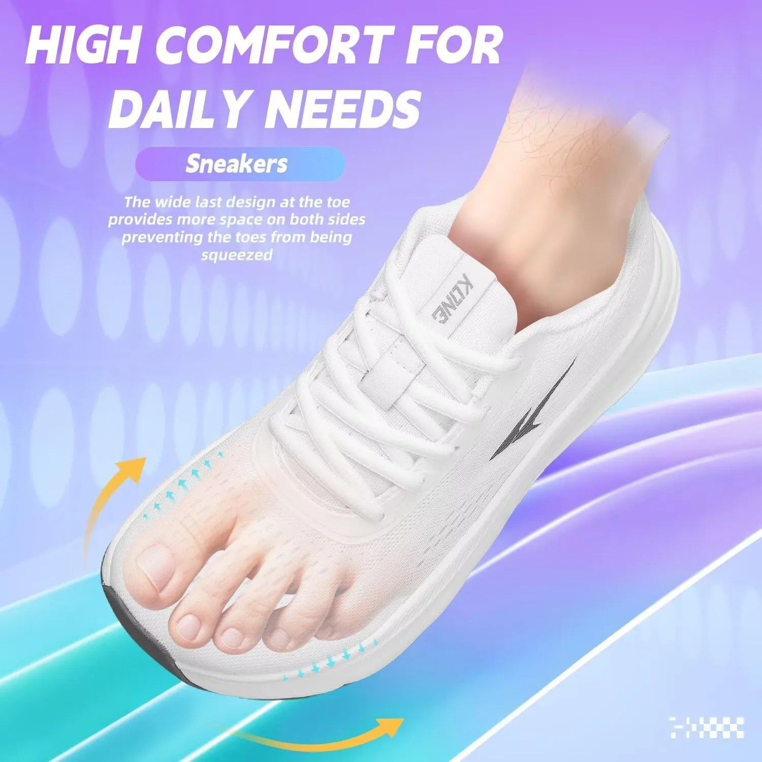 Men's Wide Toe Box Shoes Cushioned Road Running Shoes Non Slip Mens Walking Sneakers for Wide Feet Comfortable Soft Sole Athletic Wide Width Shoes