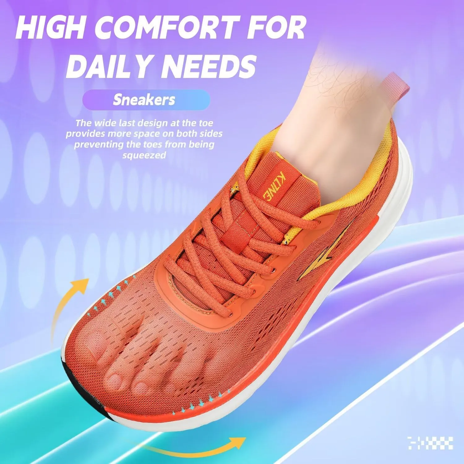Men's Wide Toe Box Shoes Cushioned Road Running Shoes Non Slip Mens Walking Sneakers for Wide Feet Comfortable Soft Sole Athletic Wide Width Shoes