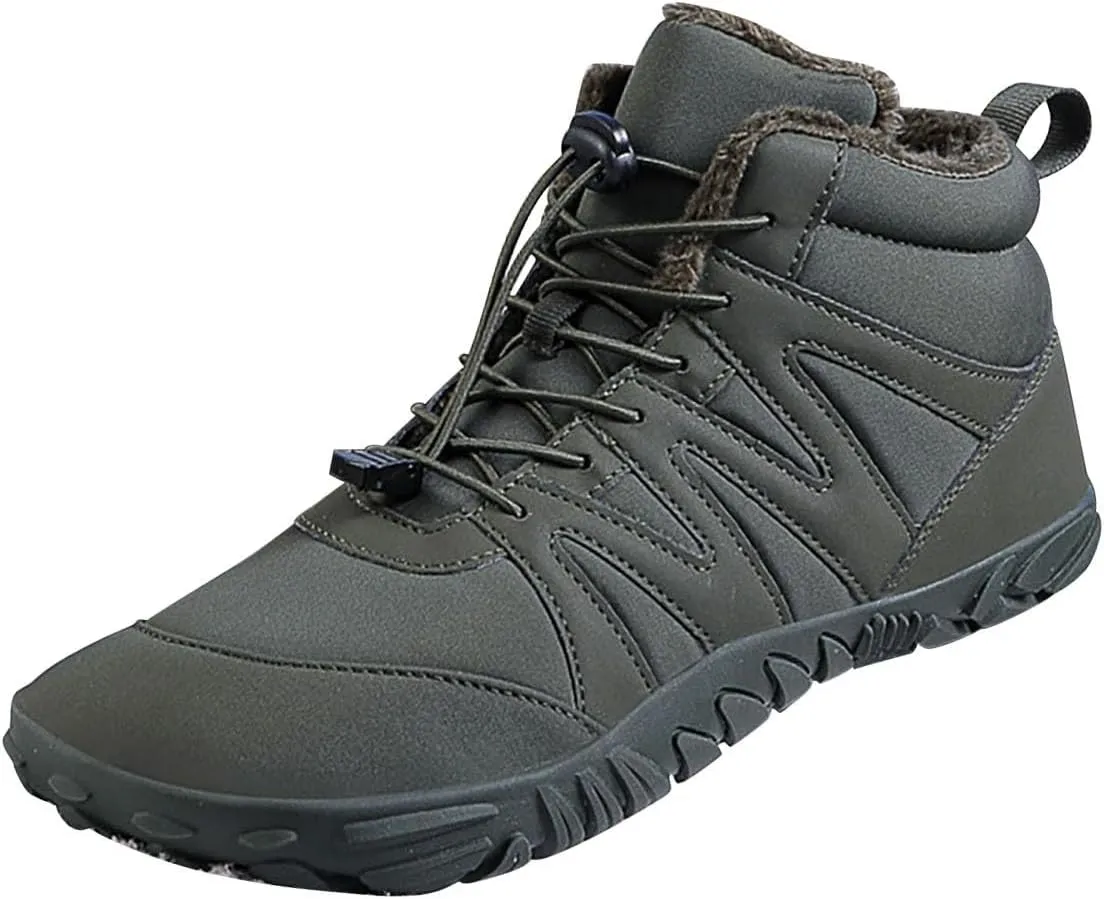 Mens Work Boots Slip On Hiking Sneakers Shoes with Fur Lined Working Shoes for Women Non-Slip Wide Outdoor Shoes Slip on Loafers Hike Grounded Footwear