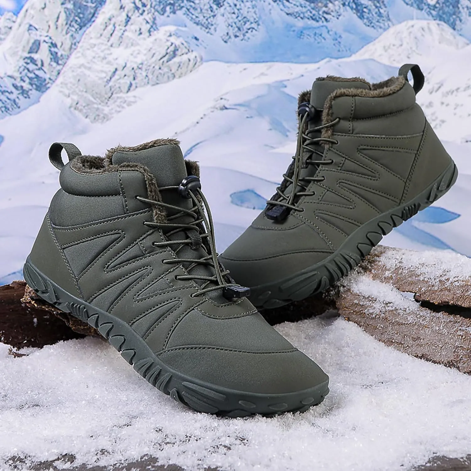 Mens Work Boots Slip On Hiking Sneakers Shoes with Fur Lined Working Shoes for Women Non-Slip Wide Outdoor Shoes Slip on Loafers Hike Grounded Footwear
