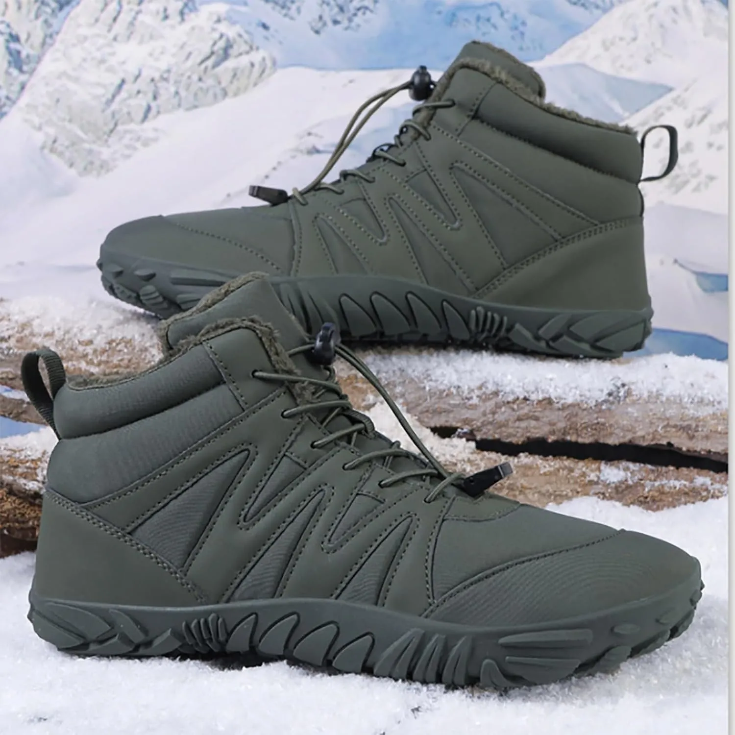 Mens Work Boots Slip On Hiking Sneakers Shoes with Fur Lined Working Shoes for Women Non-Slip Wide Outdoor Shoes Slip on Loafers Hike Grounded Footwear