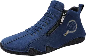 New Spring and Men's Leather Shoes Korean Fashion Zipper Short Boots Shoe Sneaker Crease Shield Men
