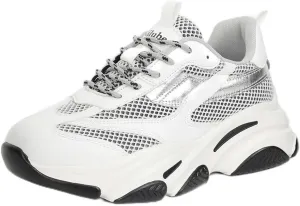 Niluber Women's Chunky Platform Sneakers-Slip On Breathable Running Shoes-Lightweight Glitter Rhinestone White Black Walking Shoes