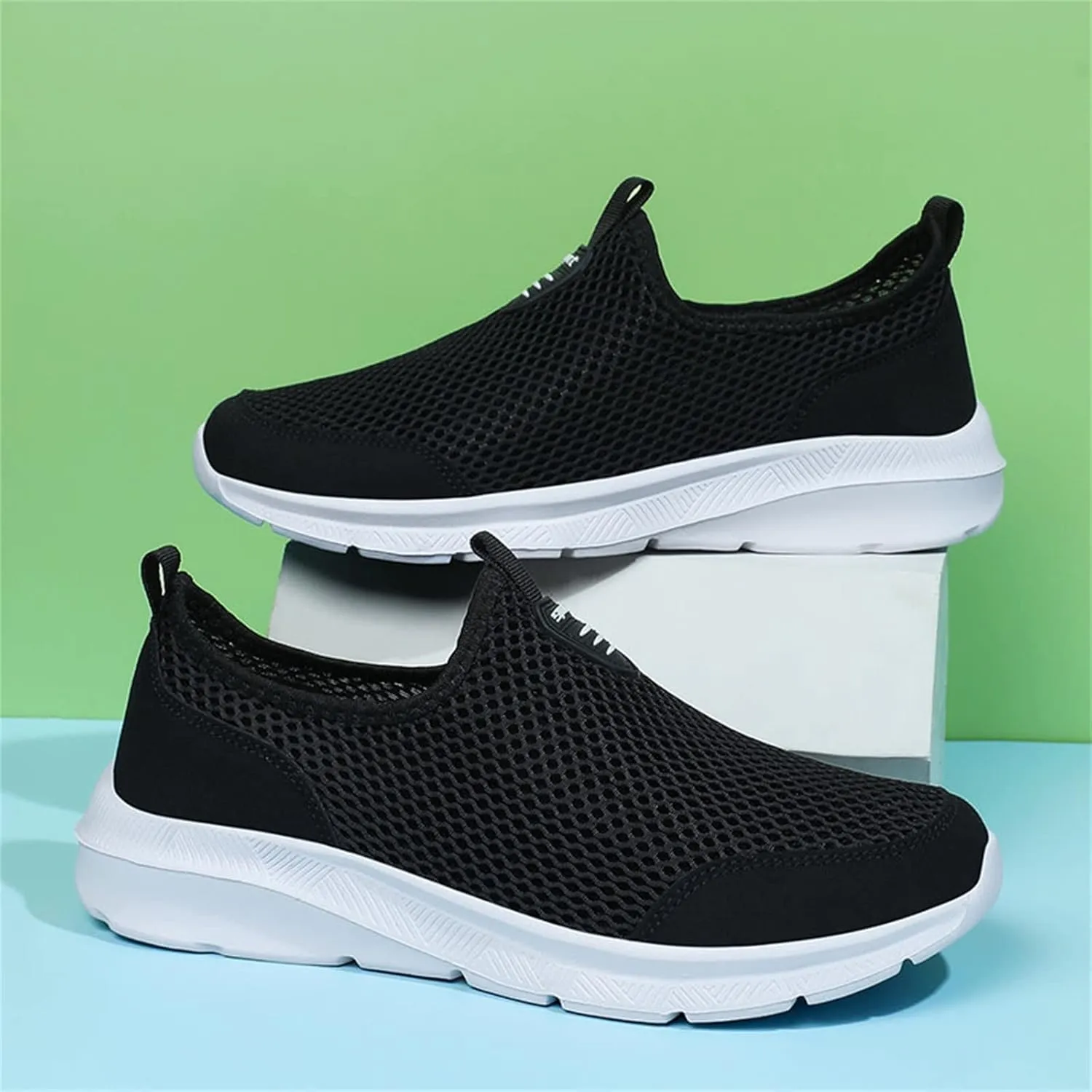 Non Slip Work Sport Shoes for Men Lace Up Lightweight Breathable Fashion Sneaker Arch Support Plantar Fasciitis