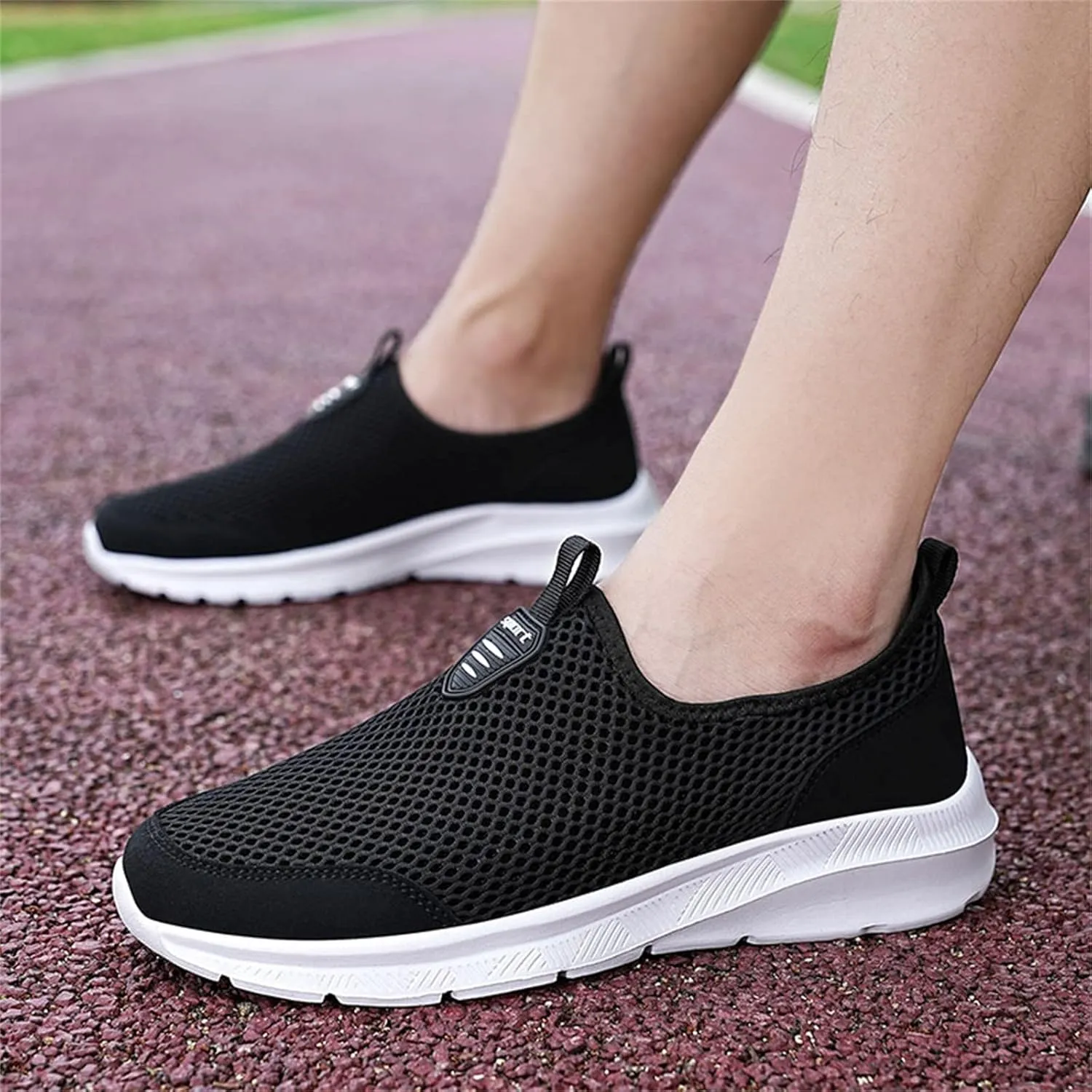 Non Slip Work Sport Shoes for Men Lace Up Lightweight Breathable Fashion Sneaker Arch Support Plantar Fasciitis