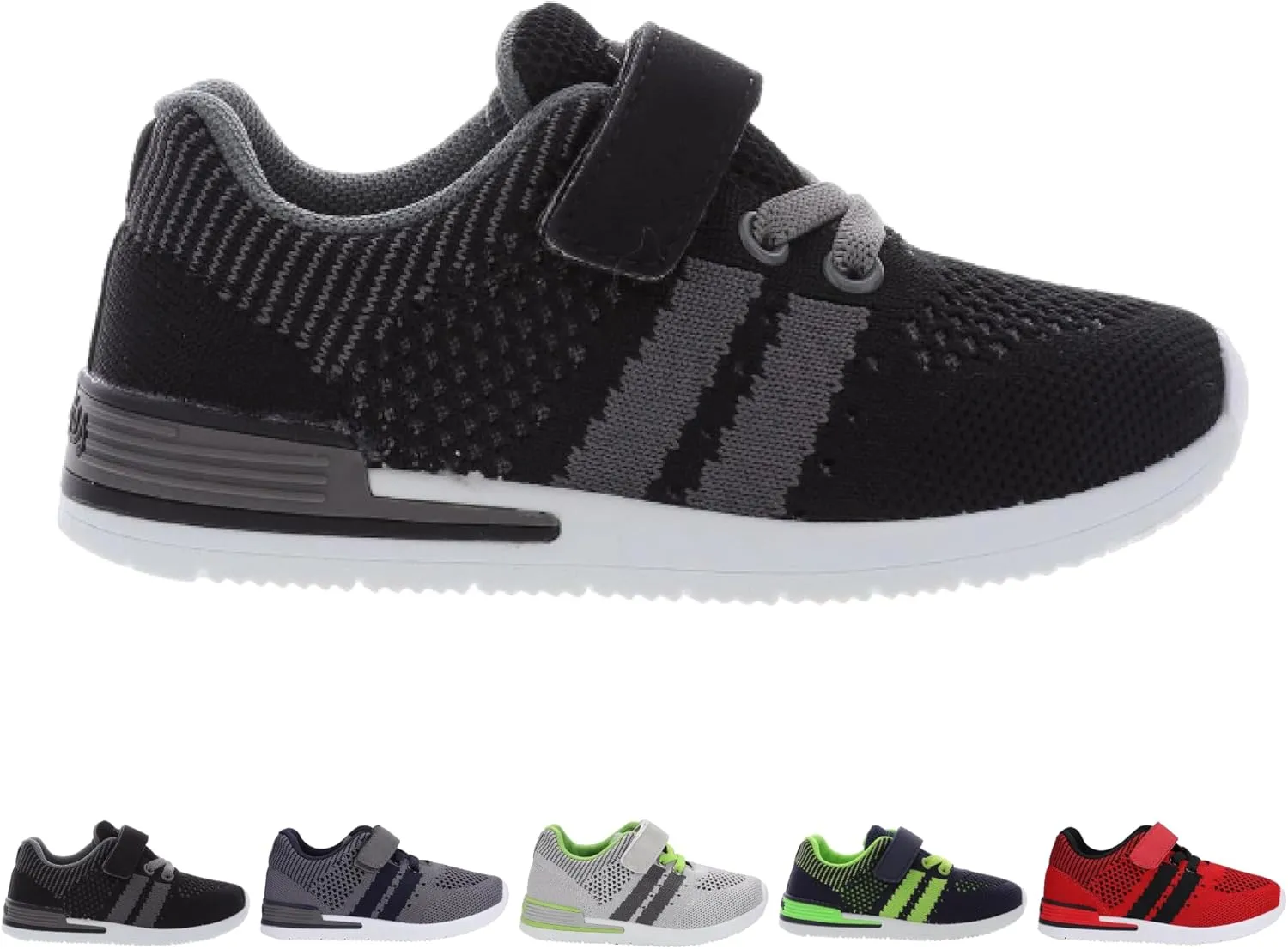 Oomphies Wynn Boys Athletic Sneakers  Breathable Knit Upper, Hook & Loop Closure, Cushioned Insole & Lightweight Design