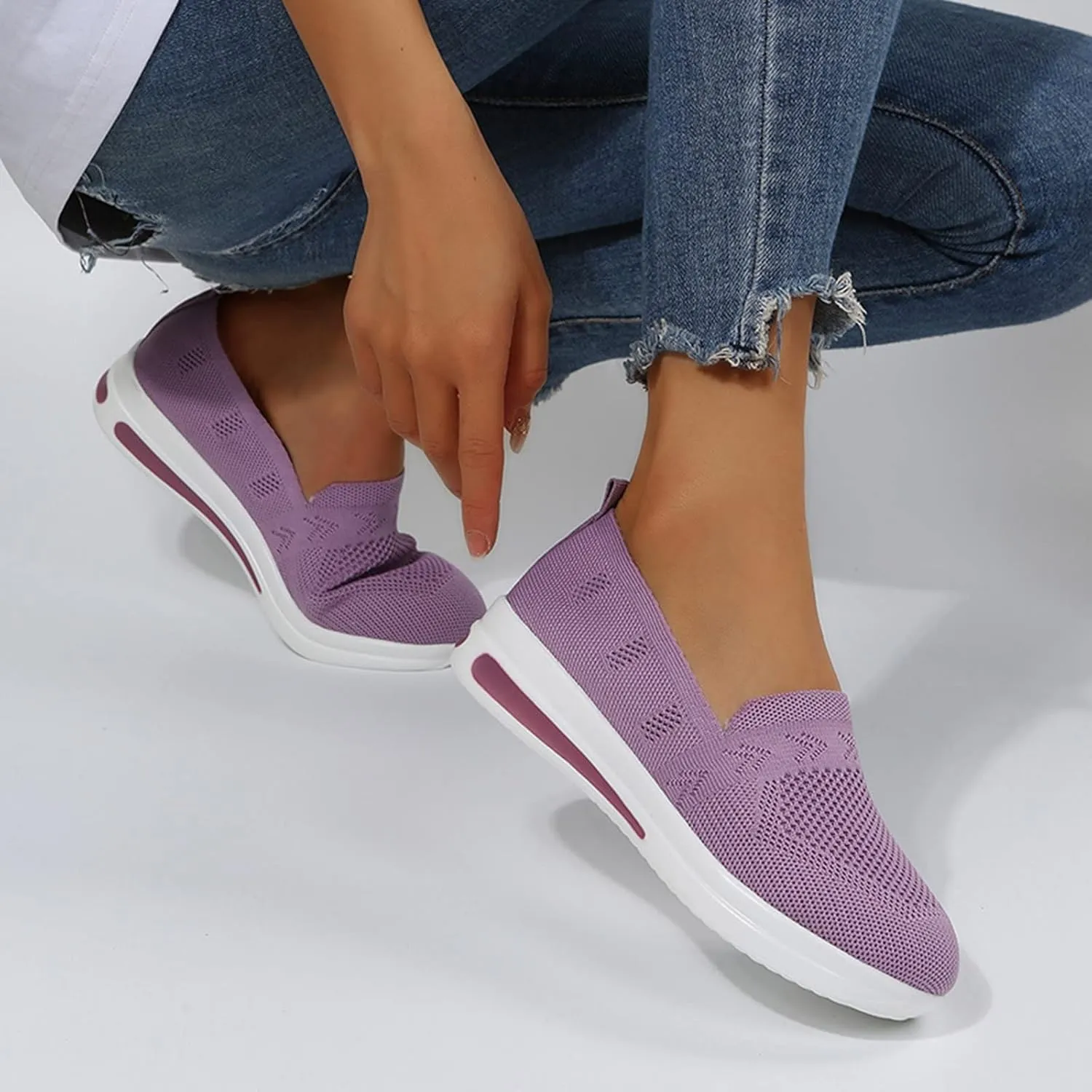 Orthopedic Shoes for Women Slip On Breathable Mesh Sneakers Non Slip Thick Sole Comfortable Casual Shoes