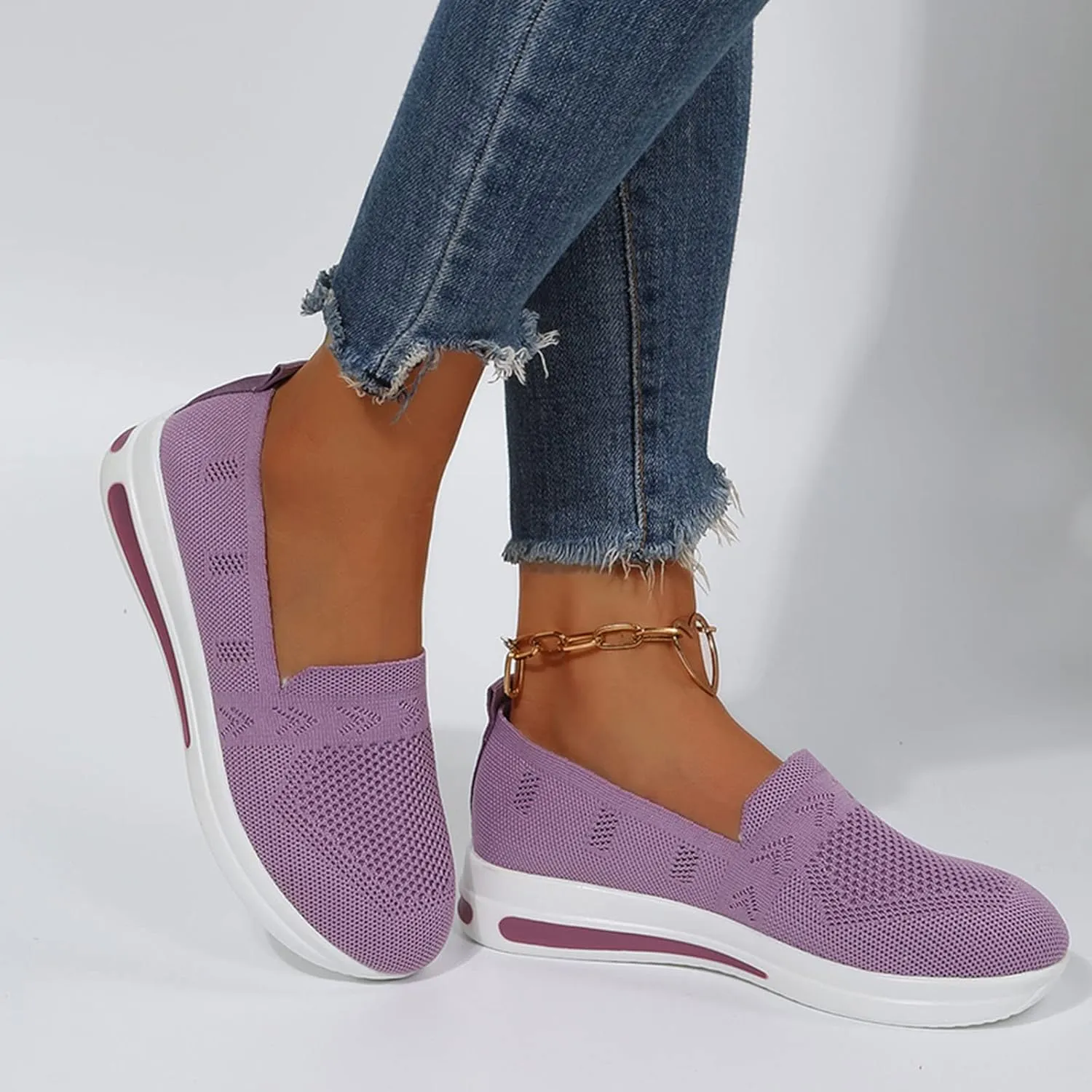 Orthopedic Shoes for Women Slip On Breathable Mesh Sneakers Non Slip Thick Sole Comfortable Casual Shoes