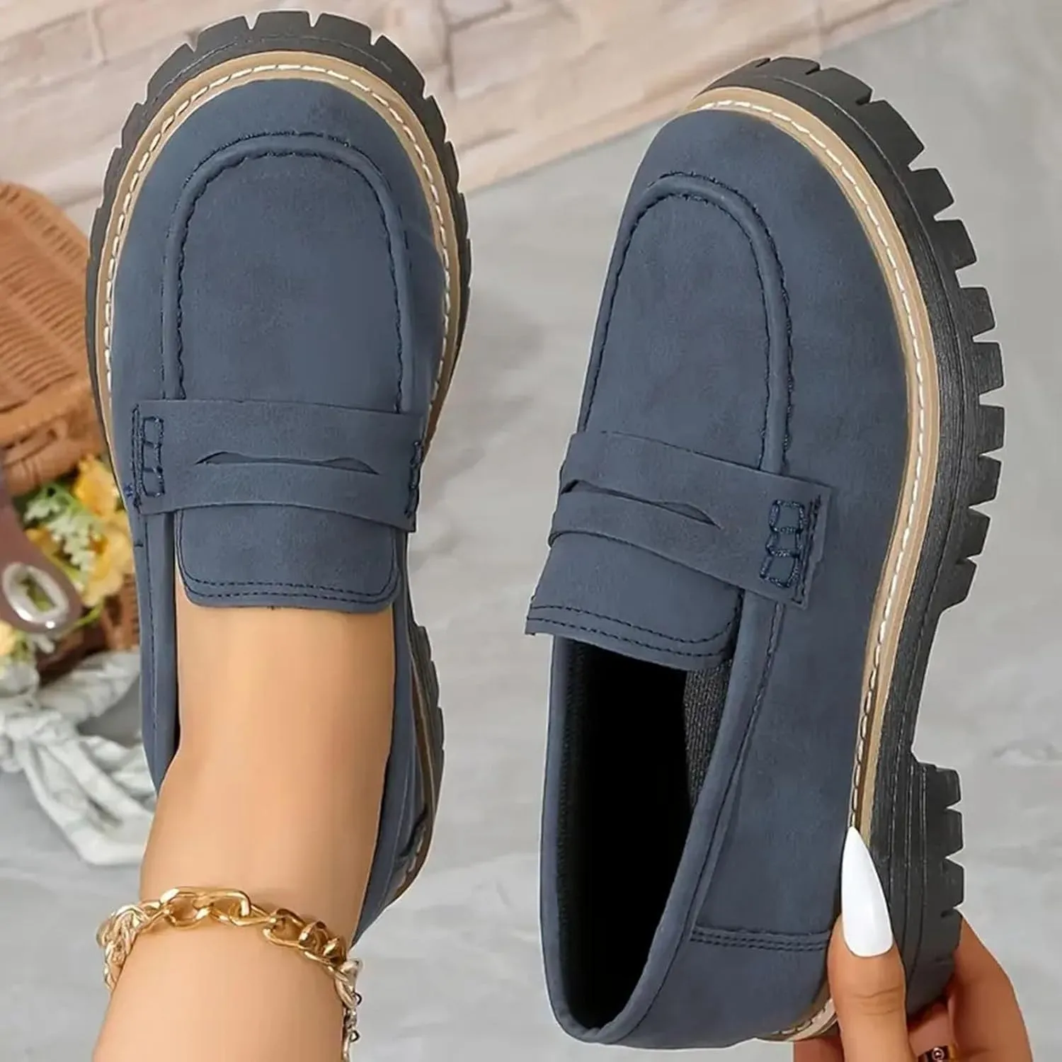 Orthoture Orthopedic Platform Loafers Orthoture-Orthopedic Sole Platform Wide Toe Slip-On Casual Shoes for Women