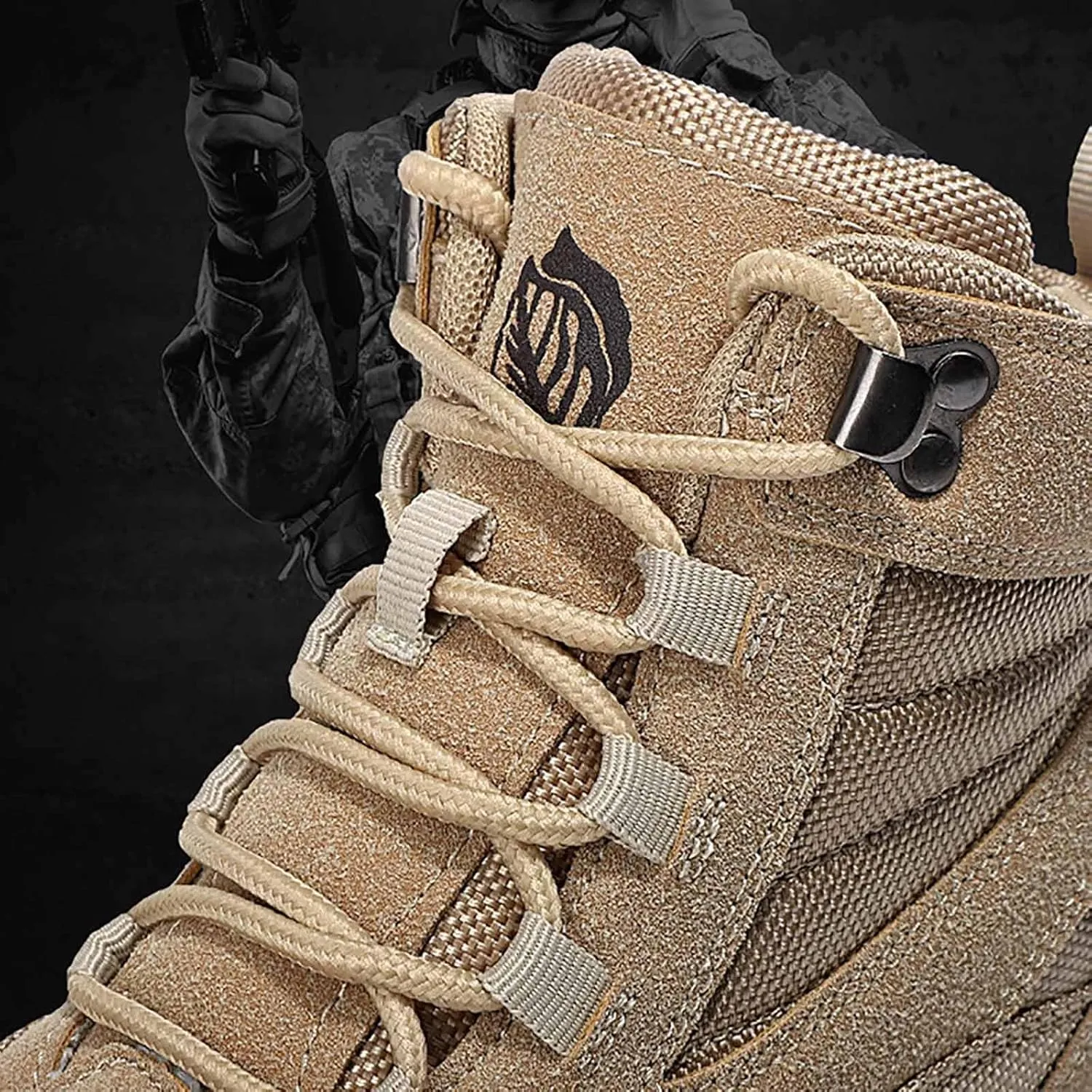Outdoor Men's Tactical Military Combat Boots, Water Resistant Lightweight Hiking Boots Durable Suede Leather Military Work Boots Breathable Desert Boots