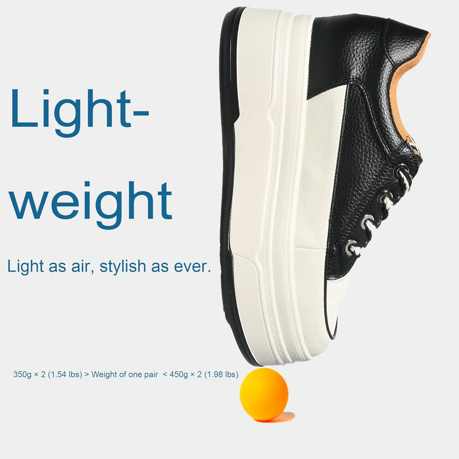 Platform Sneakers for Women - 6cm Heel & 3cm Inner Lift, Comfortable Cushioned Arch Support, Non-Slip Casual Walking Shoes, Microfiber Leather Platform Shoes