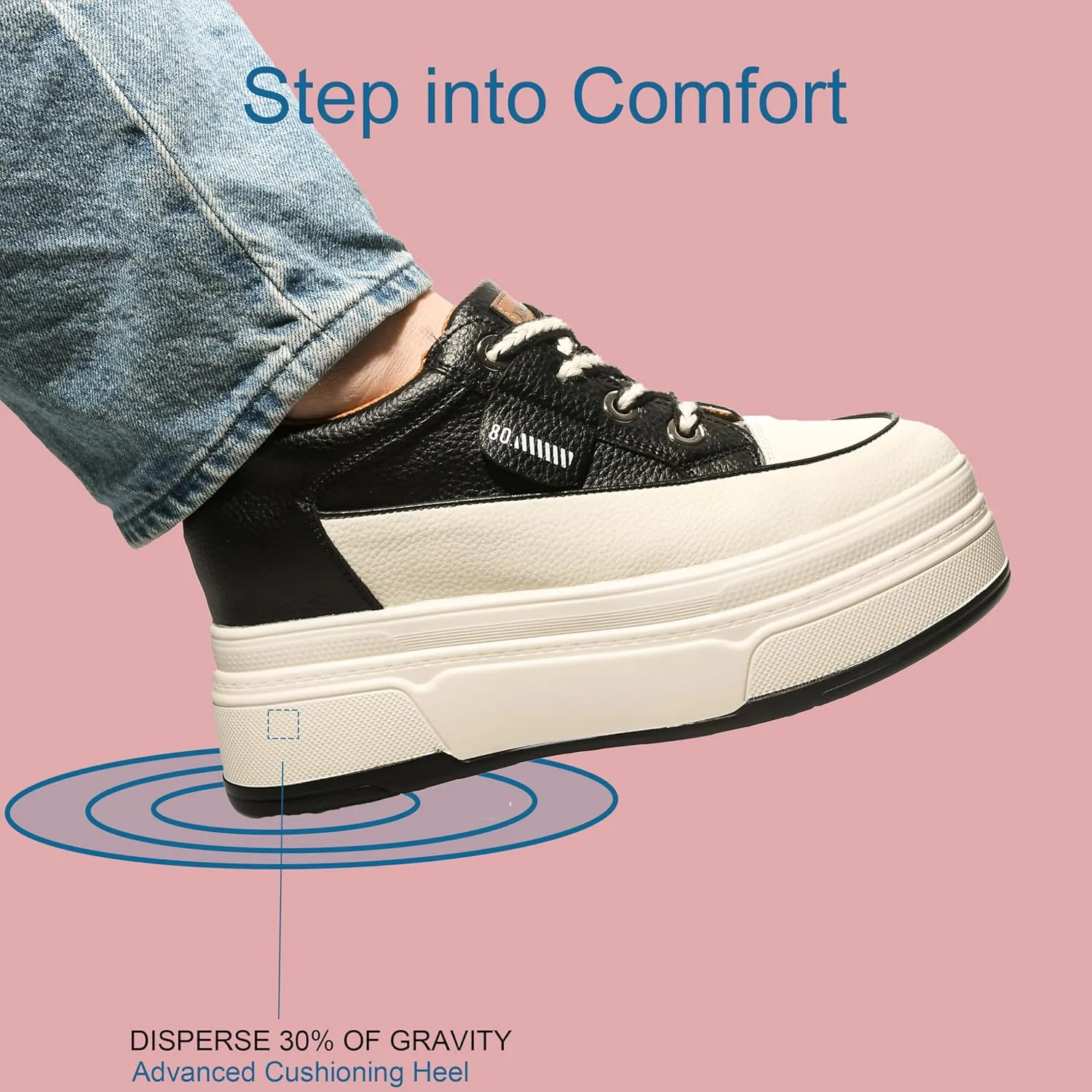 Platform Sneakers for Women - 6cm Heel & 3cm Inner Lift, Comfortable Cushioned Arch Support, Non-Slip Casual Walking Shoes, Microfiber Leather Platform Shoes