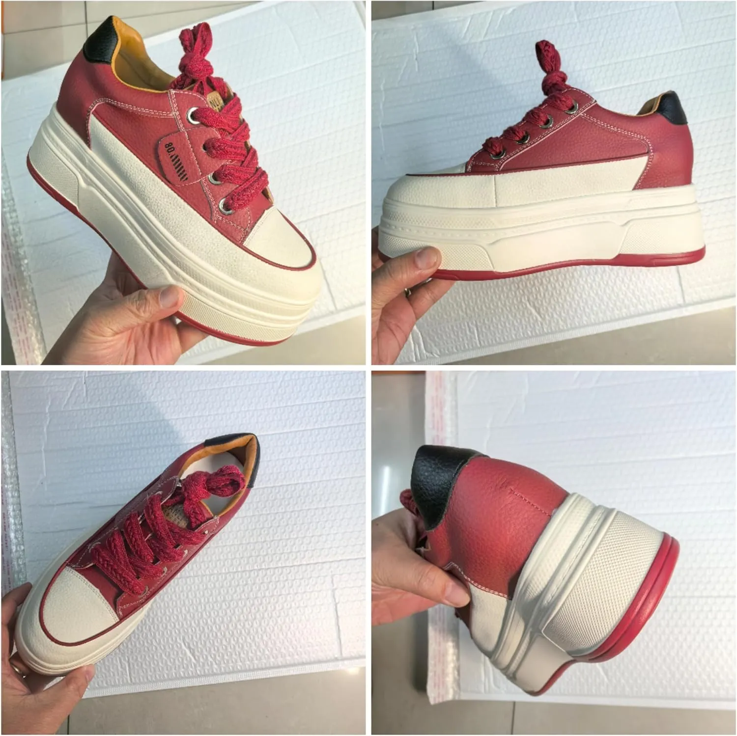 Platform Sneakers for Women - 6cm Heel & 3cm Inner Lift, Comfortable Cushioned Arch Support, Non-Slip Casual Walking Shoes, Microfiber Leather Platform Shoes