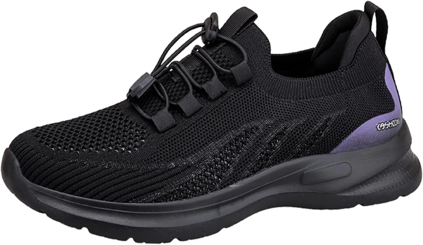 Platform Sneakers for Women Slip On Women's Slip On Shoes Size 6.5 Wide Black Non Slip Nurse Shoes for Women Womens Sneakers Black Sole Extra Wide Width Women's Diabetic Athletic Slip On Shoes