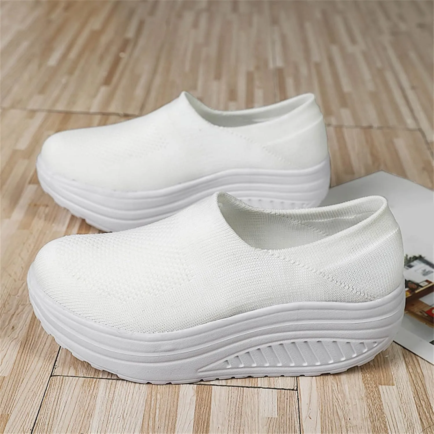 Platform Sneakers for Women Wide Toe All Black Tennis Shoes for Women Slip On Womens Fall Shoes 2023 Casual Wedge Sneakers for Women Dressy Sneakers Non Slip Work Shoes for Women