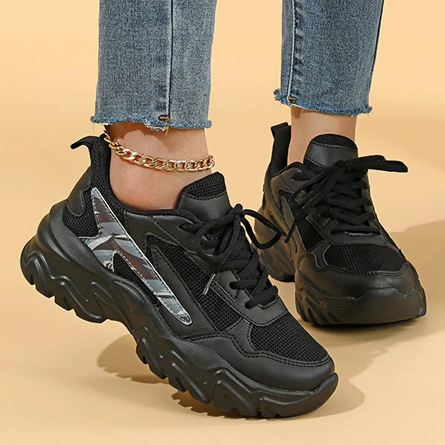 SBGMoSJ Wedge Sneakers for Women Comfortable Dressy Women Flat Black Shoes Wide Width Comfy and Dressy Womens Casual Shoes Women Sneakers Size 6 Wide Womens Shoes Nursing Casual Slip Ons Wide Width