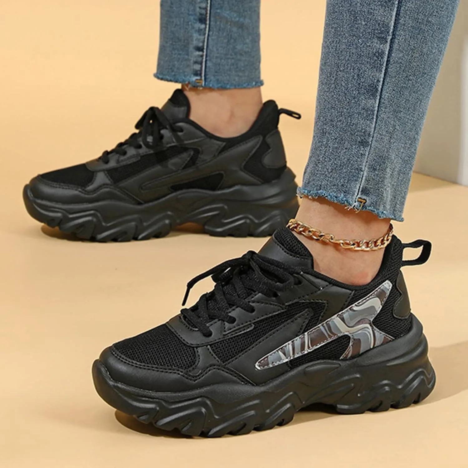 SBGMoSJ Wedge Sneakers for Women Comfortable Dressy Women Flat Black Shoes Wide Width Comfy and Dressy Womens Casual Shoes Women Sneakers Size 6 Wide Womens Shoes Nursing Casual Slip Ons Wide Width
