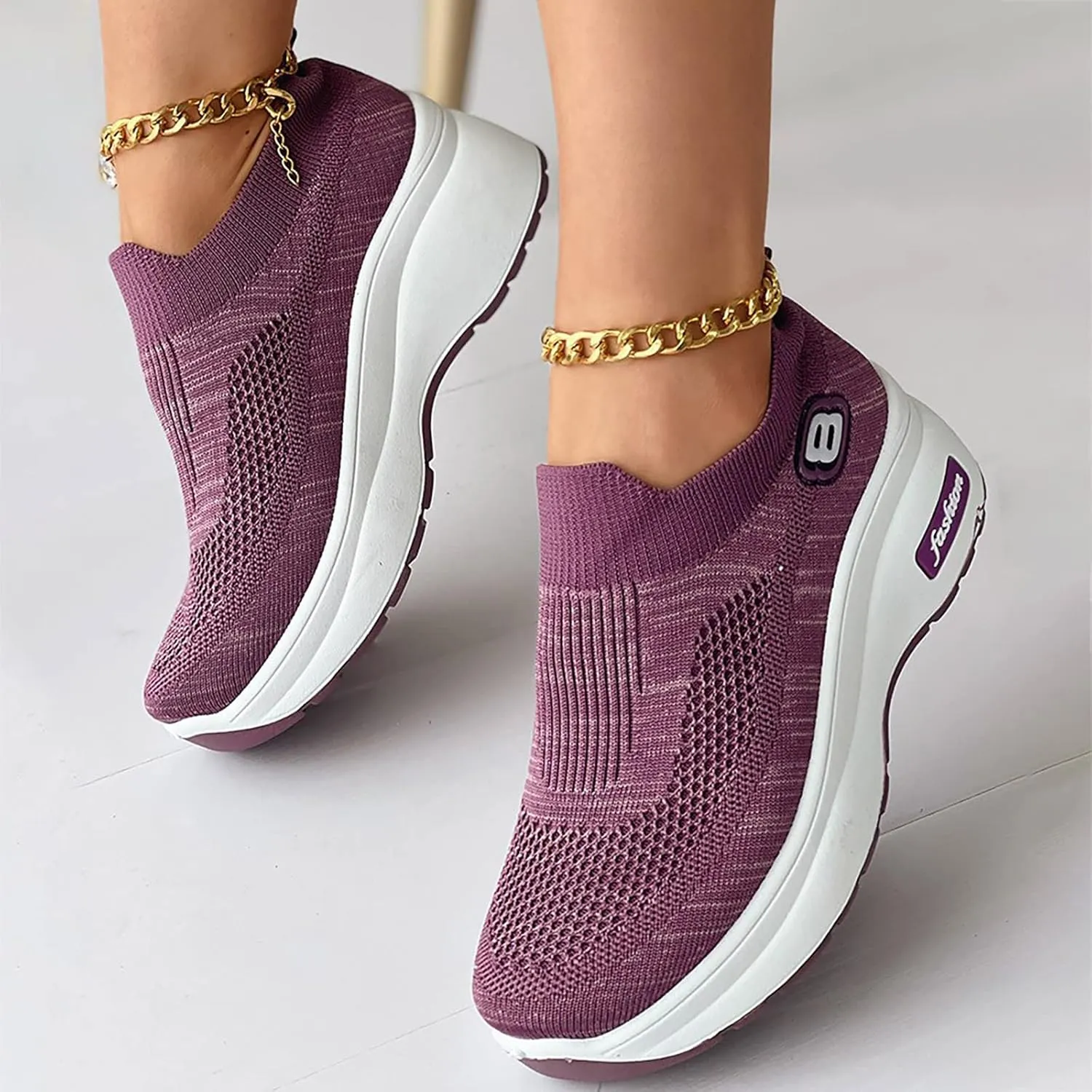 SBGMoSJ Womens Fashion Sneakers 2023 Women Slip On Sneakers Comfortable Nurse Walking Shoes Womens Black Athletic Shoes 9.5 Tennis Shoes Womens Zapatos Deportivos Negros Con Blanco para Mujer