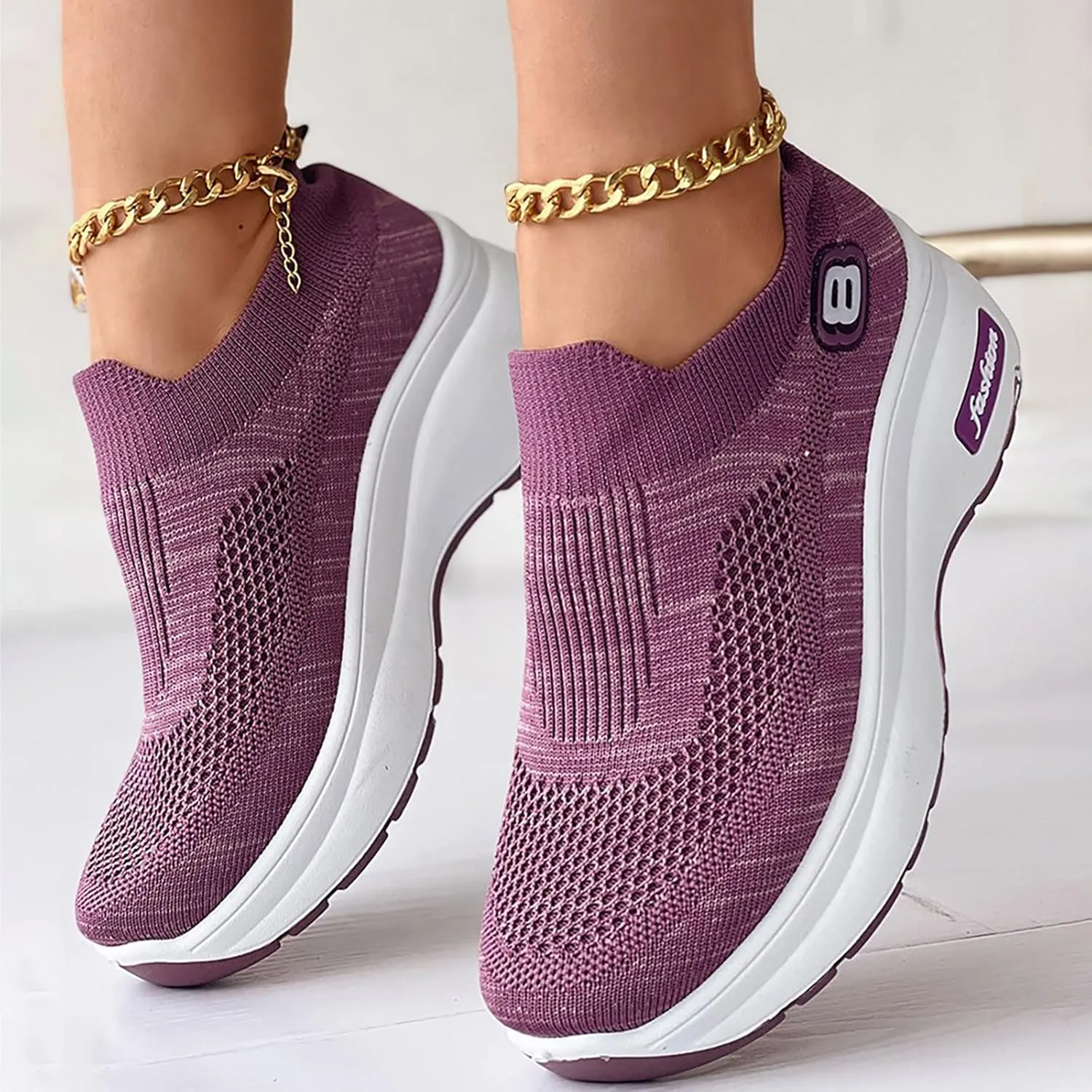 SBGMoSJ Womens Fashion Sneakers 2023 Women Slip On Sneakers Comfortable Nurse Walking Shoes Womens Black Athletic Shoes 9.5 Tennis Shoes Womens Zapatos Deportivos Negros Con Blanco para Mujer