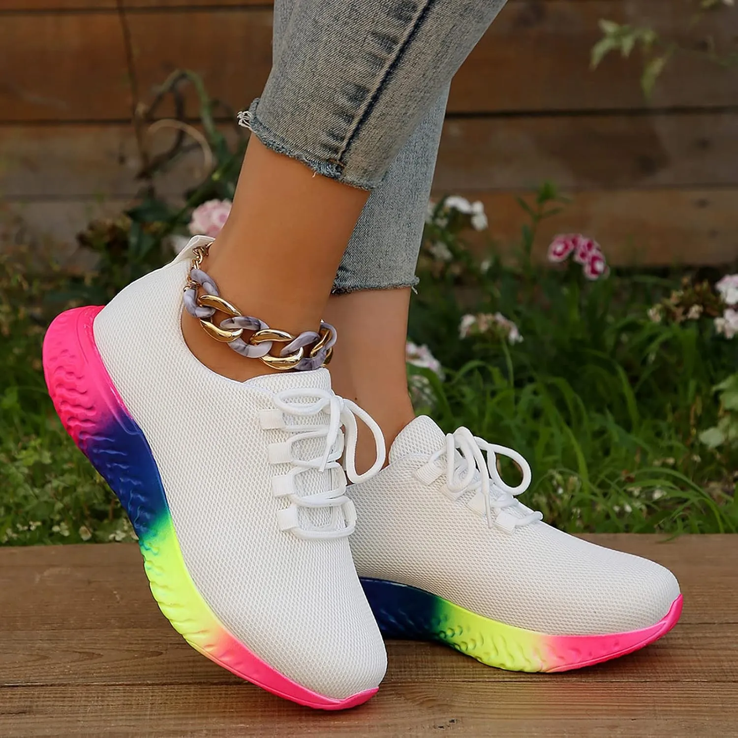 SBGMoSJ Womens Sneakers Size 8 Trendy Walking Shoes Women Wide Toe Wide Width Workout Shoes for Women Platform Sneakers for Women 6 Wide Zapatillas Ortopedicas para Mujer