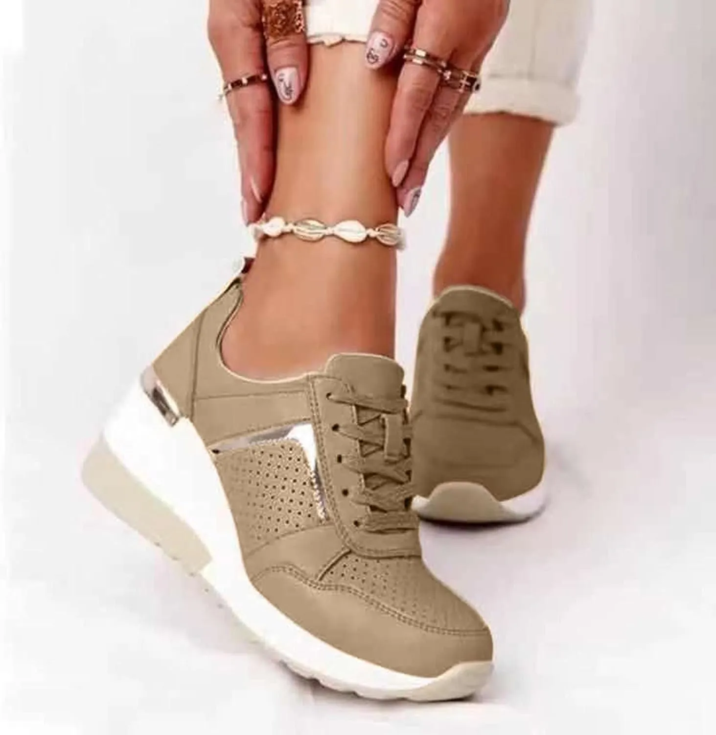 SBGMoSJ Womens Walking Shoes Slip On Sneakers Zapatos Confortables para Mujer Mayor Women's Black Tennis Shoes Size 7.5 Gym Shoes for Women Workout Indoor Cycling Shoes Women Size 5