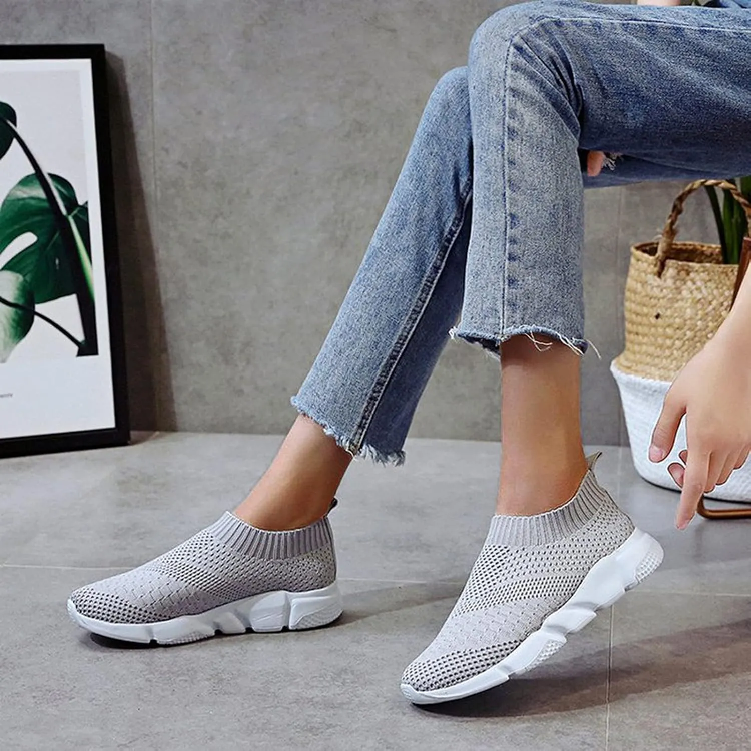 SBGMoSJ Womens Walking Shoes Wide Width Office Black Walking White Shoes Women Size 5 Womens Sneakers Size 7.5 Wide Slip On Womens Black High Top Fashion Sneakers Size 11 Wide Slip On Shoes for Women