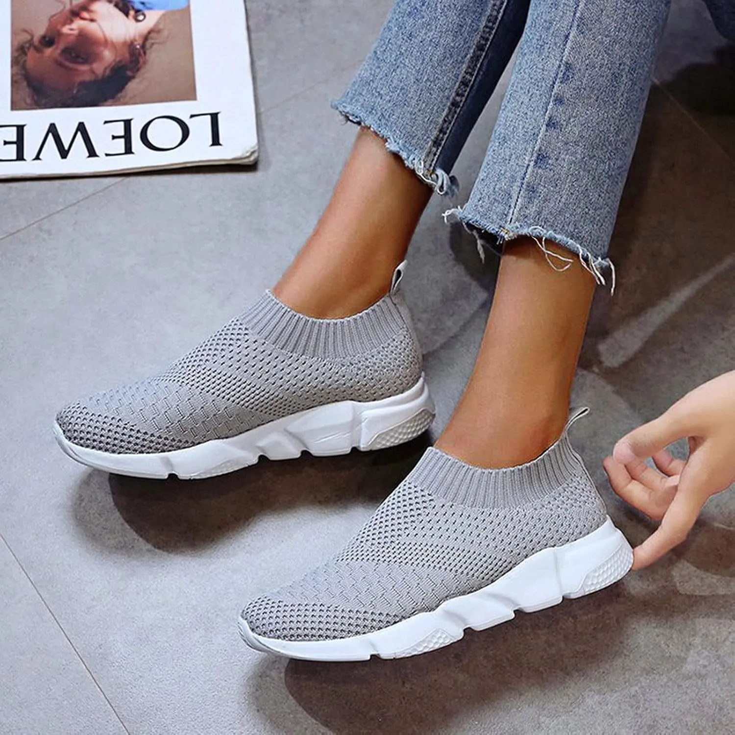 SBGMoSJ Womens Walking Shoes Wide Width Office Black Walking White Shoes Women Size 5 Womens Sneakers Size 7.5 Wide Slip On Womens Black High Top Fashion Sneakers Size 11 Wide Slip On Shoes for Women