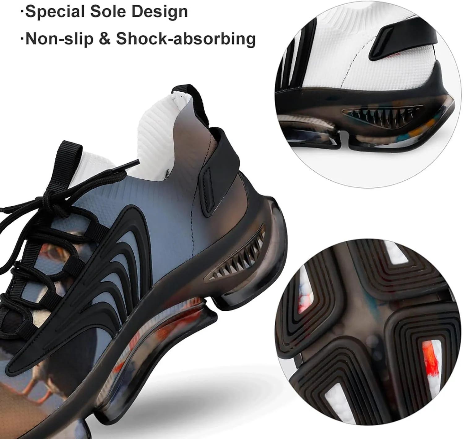 Seaside Bird Mens Running Shoes Lightweight Walking Tennis Shoes Soft Soled Elastic Cushion Basketball Shoes
