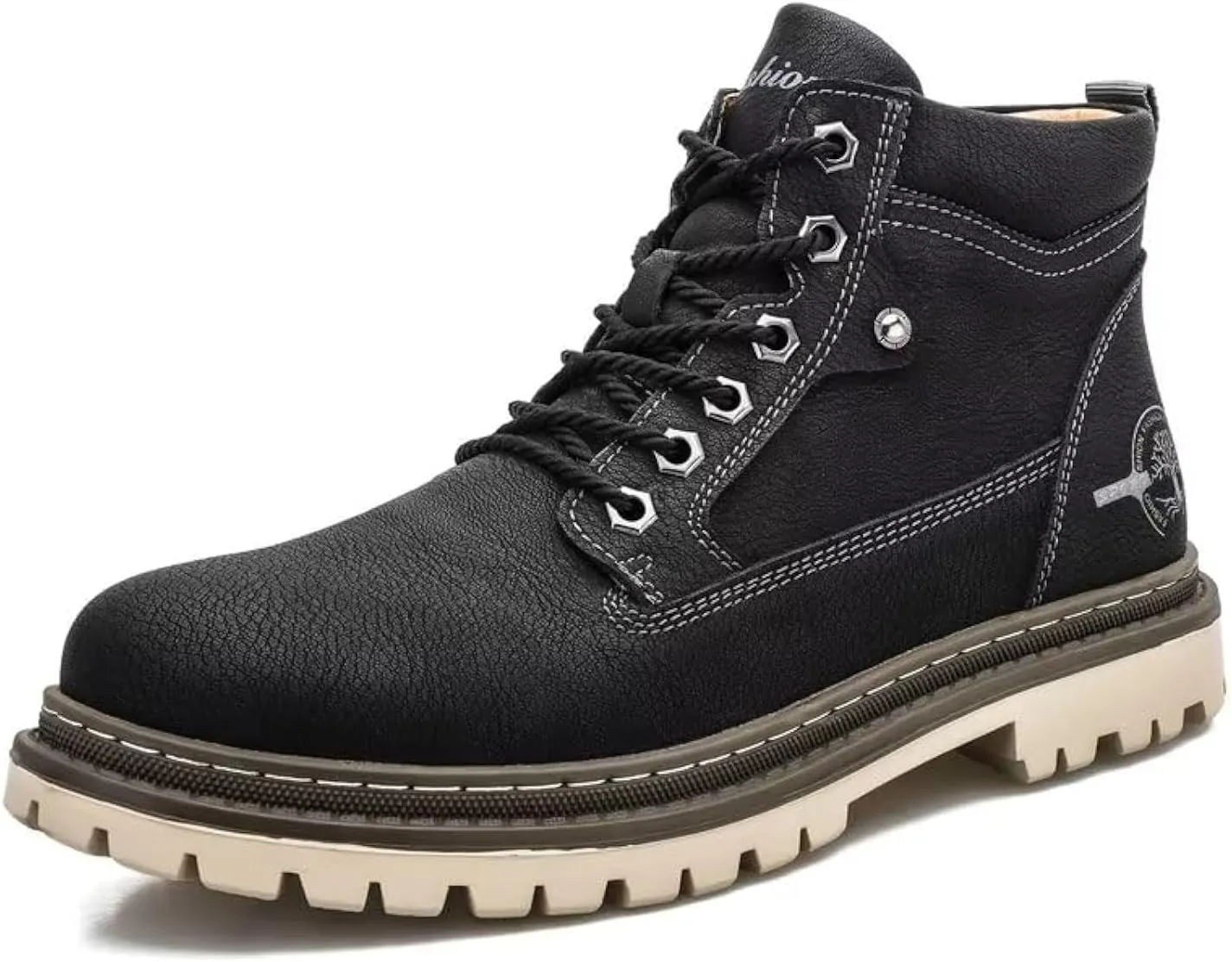Shaire Men's Hiking Boots High Top Comfy Leather Casual Hiking Boots For Men