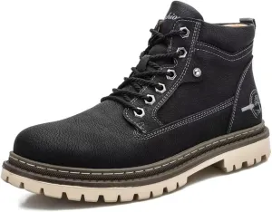 Shaire Men's Hiking Boots High Top Comfy Leather Casual Hiking Boots For Men