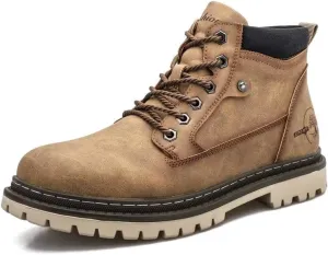 Shaire Men's Hiking Boots High Top Comfy Leather Casual Hiking Boots For Men