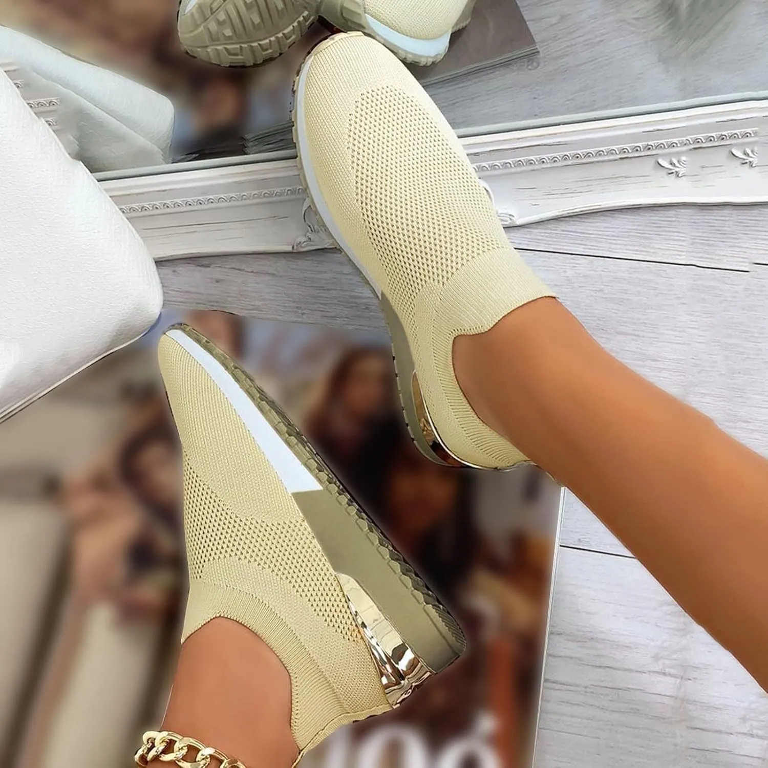 Slip On Casual Shoes Womens White Sneakers Casual Slip On Shoes Women Round Toe Slip On Casual Women Loafers Shoes for Work Womens Walking Sneakers Wide Width