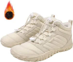 Snow Boots for Women Waterproof Comfortable Hiking Shoes Non Slip Wide Toe Box Sneakers Zero Drop Running Shoes Barefoot Boot Winter Snow Booties Faux Leather Fur Warm Boots Outdoor Running Shoe