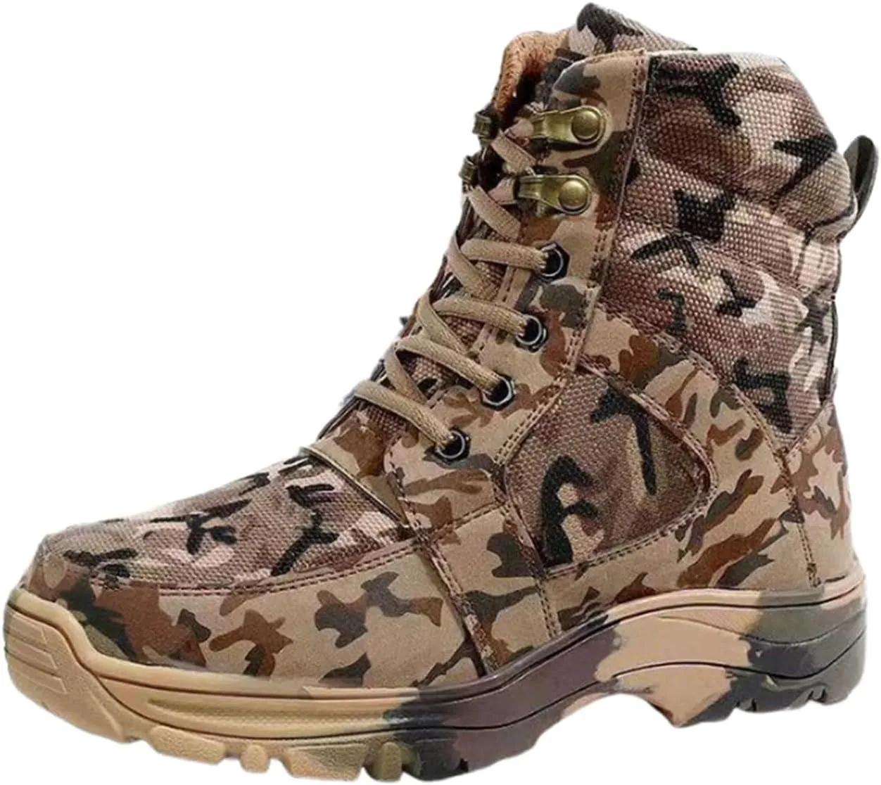 Snow Boots Mens, Men Camouflage Winter Warm Wool Lined High Top Snow Boots, Lace up Non Slip Durable Tactical Boots, for Work, Walking, Hiking, Outdoor Training