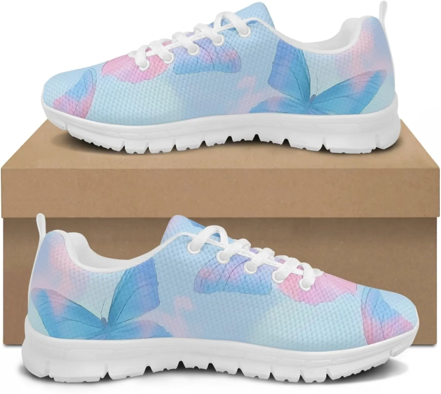 Sports Trainer Running Shoes for Women Teens Girls Causal Travel Sneaker Walking Low Heel Lace up Breathable Flexible