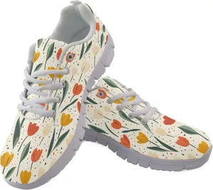 Sports Trainer Running Shoes for Women Teens Girls Causal Travel Sneaker Walking Low Heel Lace up Breathable Flexible