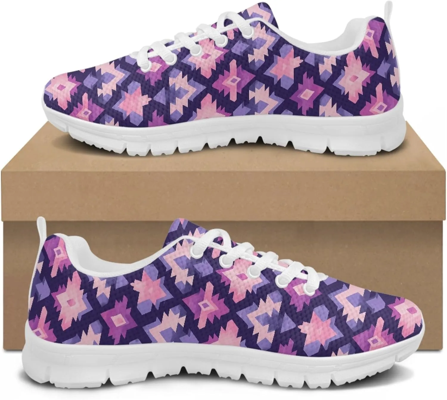 Sports Trainer Running Shoes for Women Teens Girls Causal Travel Sneaker Walking Low Heel Lace up Breathable Flexible
