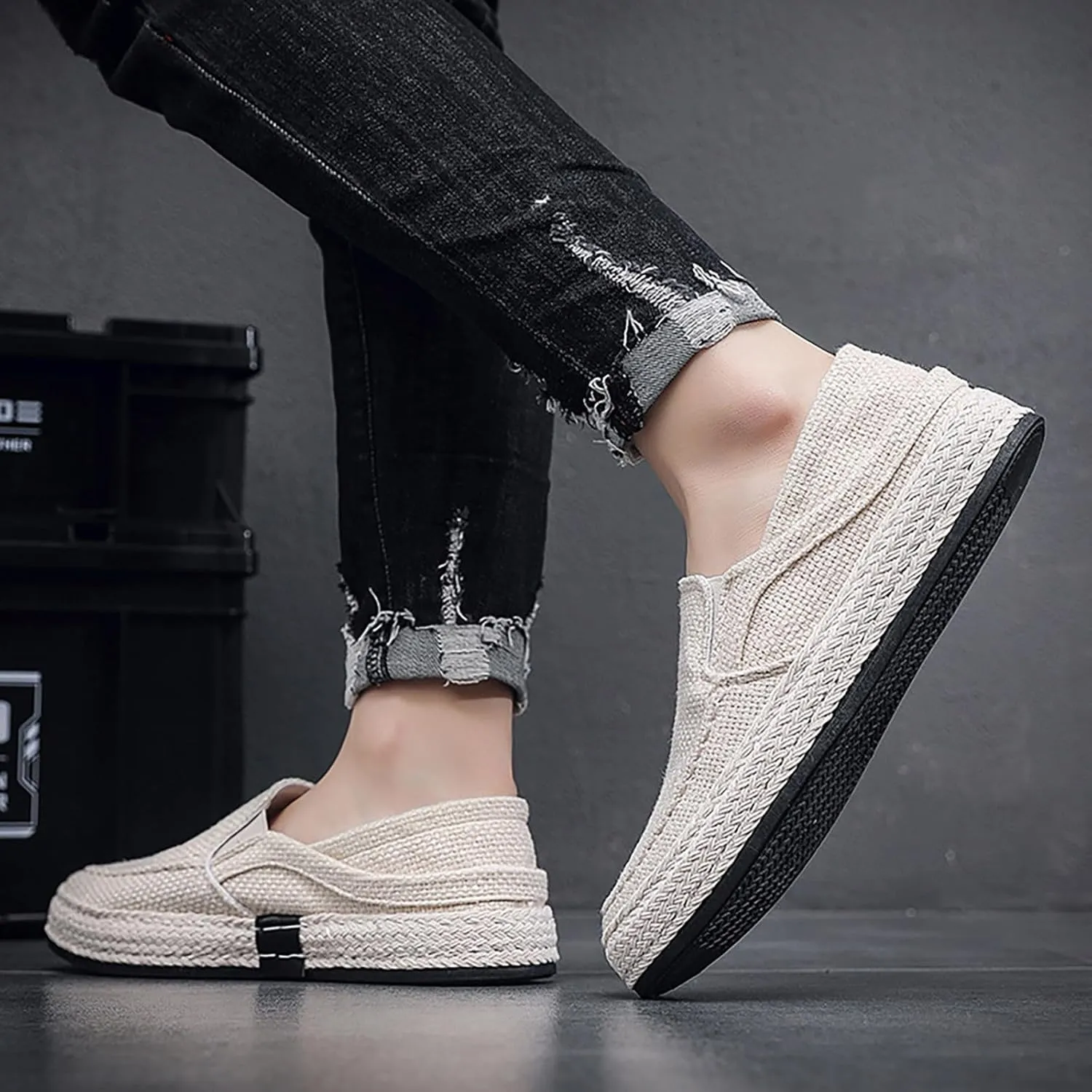 Tennis Walking Shoes 2022 Men's New Spring and Fisherman's Shoes Canvas Thick Soled Slip On