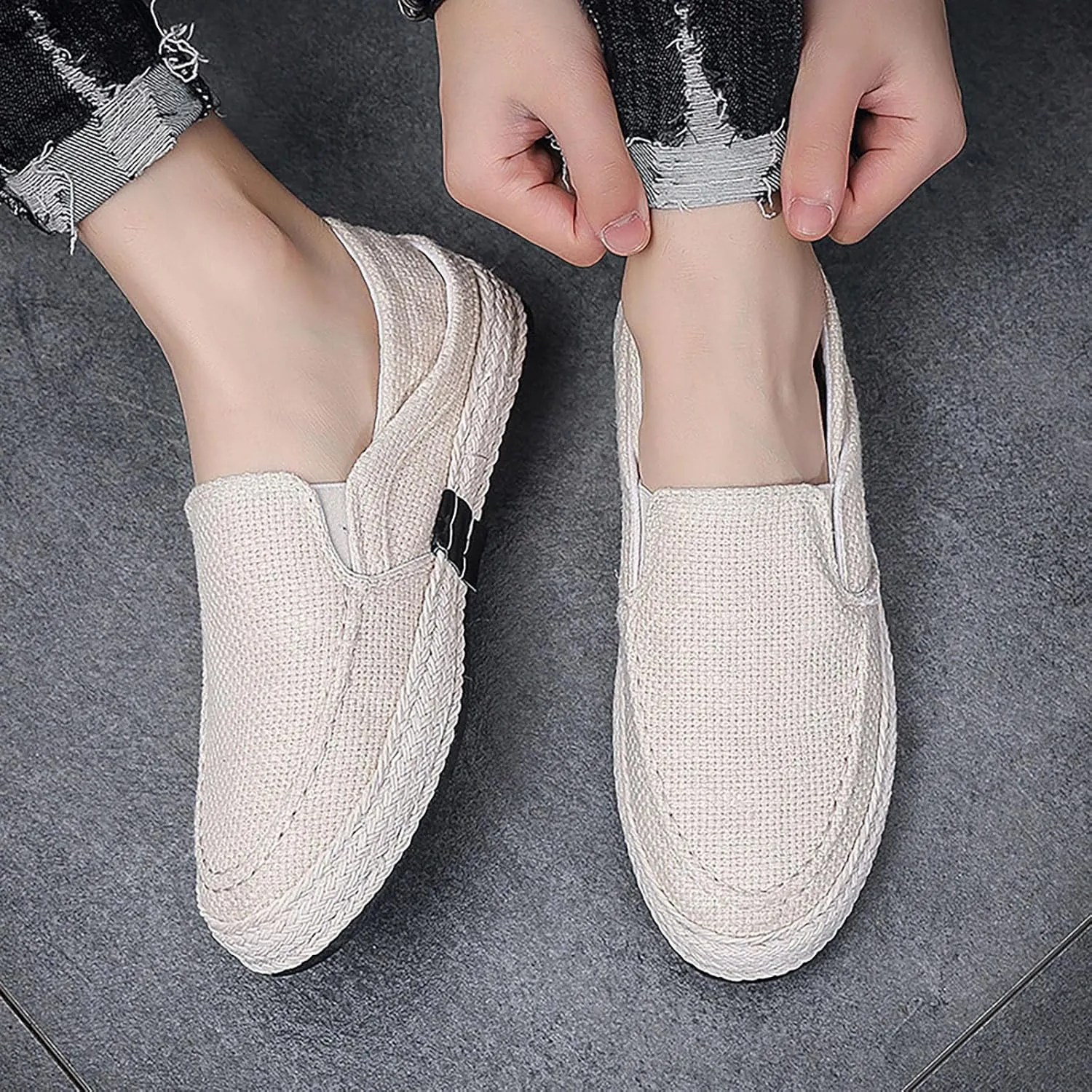Tennis Walking Shoes 2022 Men's New Spring and Fisherman's Shoes Canvas Thick Soled Slip On