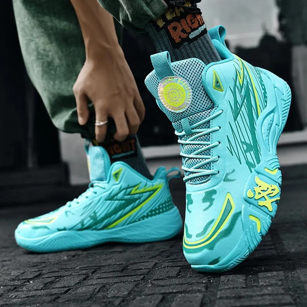 Unisex High Top Breathable Mesh Basketball Shoes Lightweight Shock Absorption and Training Sneakers