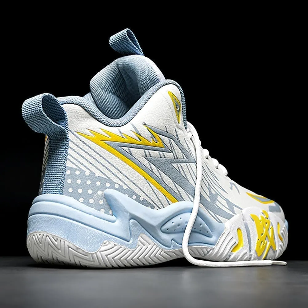 Unisex High Top Breathable Mesh Basketball Shoes Lightweight Shock Absorption and Training Sneakers