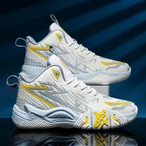 Unisex High Top Breathable Mesh Basketball Shoes Lightweight Shock Absorption and Training Sneakers
