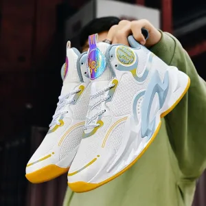 Unisex High Top Breathable Mesh Basketball Shoes Lightweight Shock Absorption and Training Sneakers